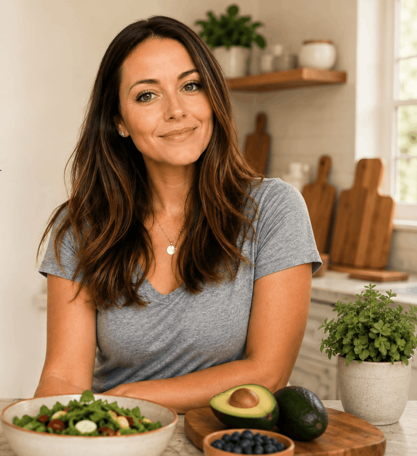 Megan Wilson, warm natural portrait in a kitchen setting